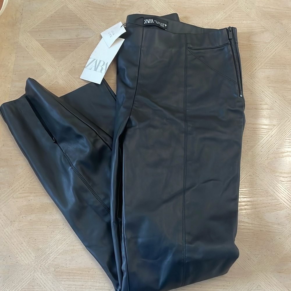 NWT Zara Mid-Rise Leather Legging Pant